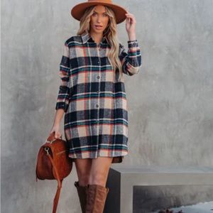 NWOT Plaid Shacket Shirt Dress